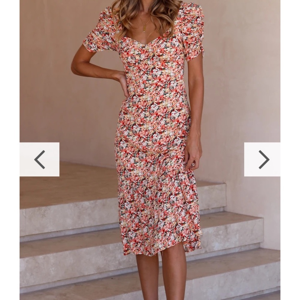 Orange Midi Floral Dress